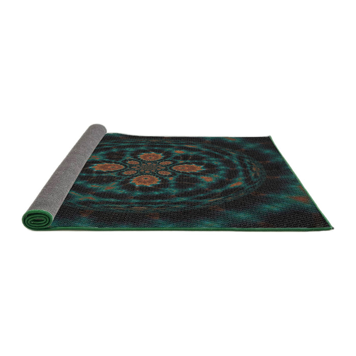 Thickness of Patterned Black Novelty Rug, pat132