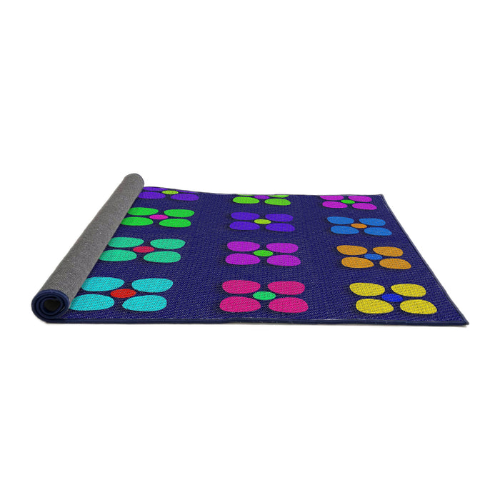 Thickness of Patterned Steel Blue Novelty Rug, pat1321