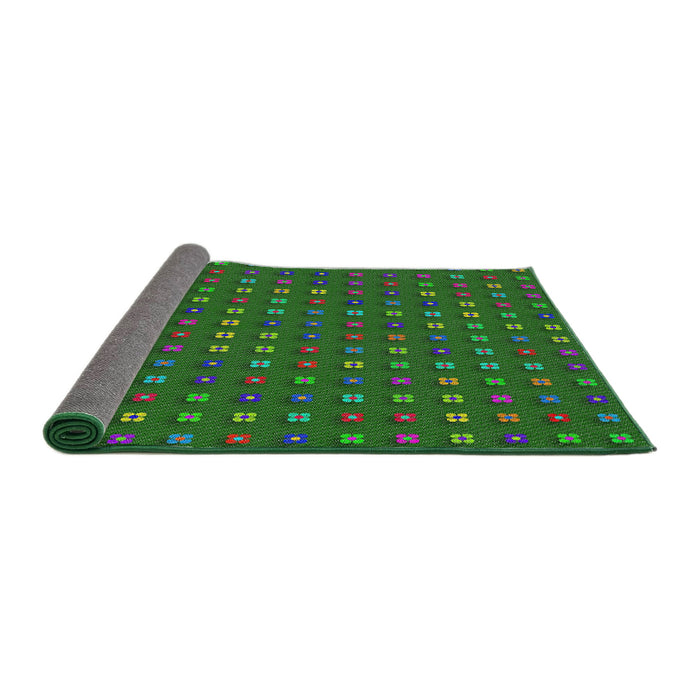 Thickness of Patterned Dark Forest Green Novelty Rug, pat1323