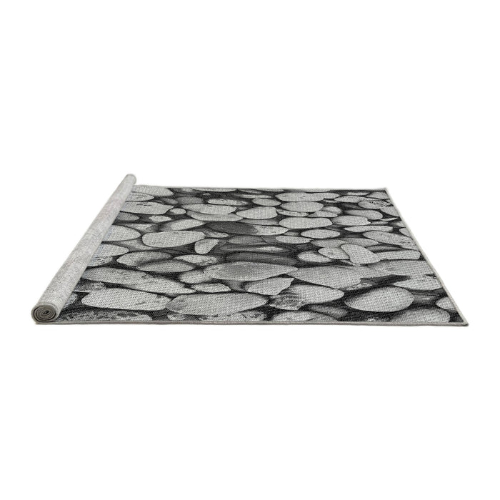 Serging Thickness of Machine Washable Transitional Light Black Rug, wshpat133