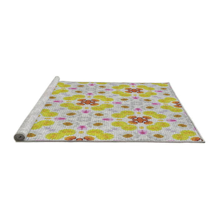 Serging Thickness of Machine Washable Transitional Dark Almond Brown Rug, wshpat1331