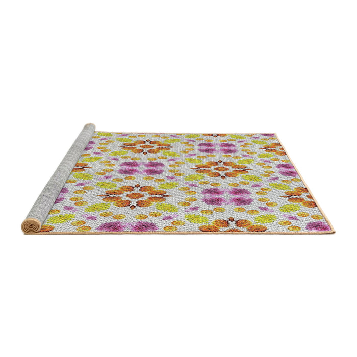 Serging Thickness of Machine Washable Transitional Copper Red Pink Rug, wshpat1333
