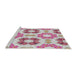 Serging Thickness of Machine Washable Transitional Dark White Beige Rug, wshpat1334