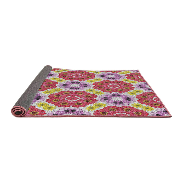 Thickness of Patterned Bright Maroon Red Novelty Rug, pat1336