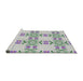 Serging Thickness of Machine Washable Transitional Light Rose Green Rug, wshpat1340