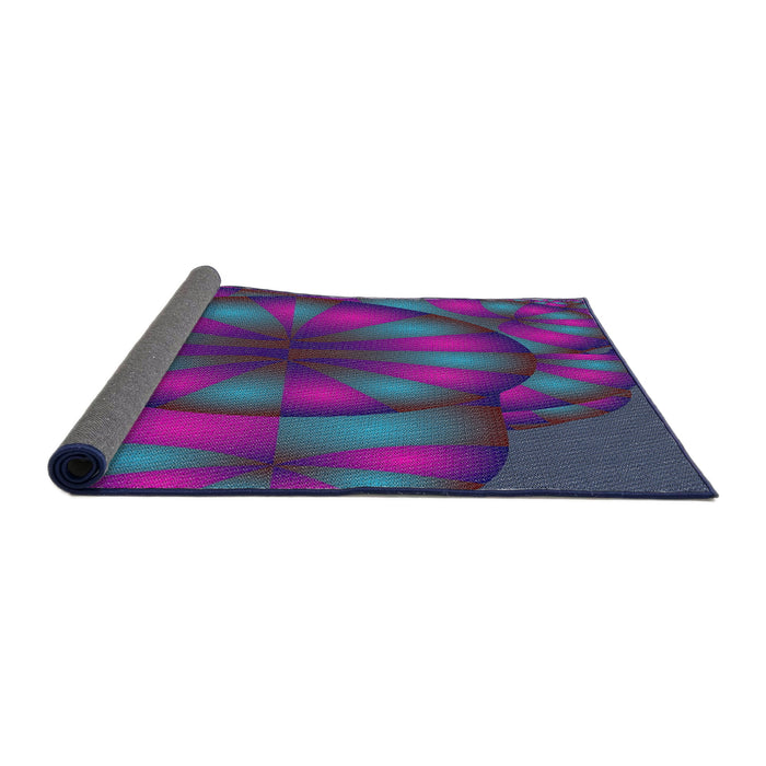 Thickness of Patterned Steel Blue Modern Rug, pat1344