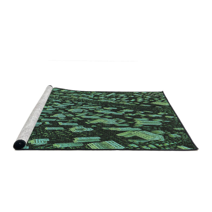 Serging Thickness of Machine Washable Transitional Black Rug, wshpat1351