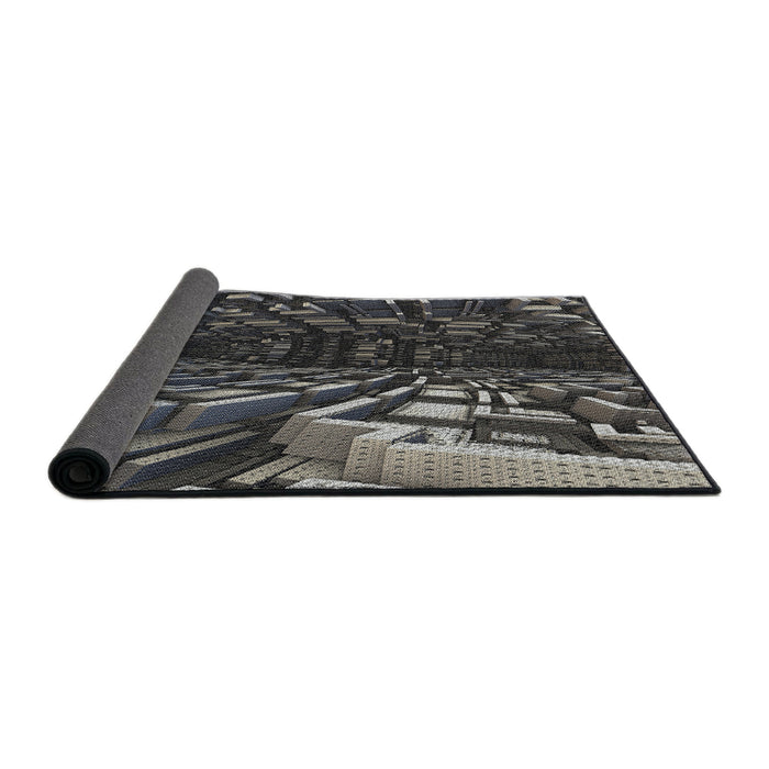 Thickness of Patterned Mid Gray Novelty Rug, pat1353
