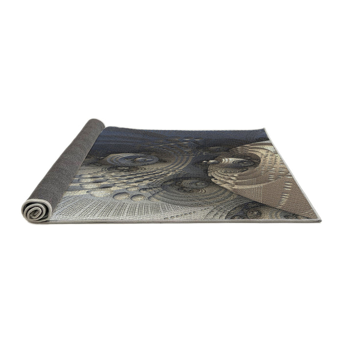 Thickness of Patterned Dark Gray Novelty Rug, pat1355