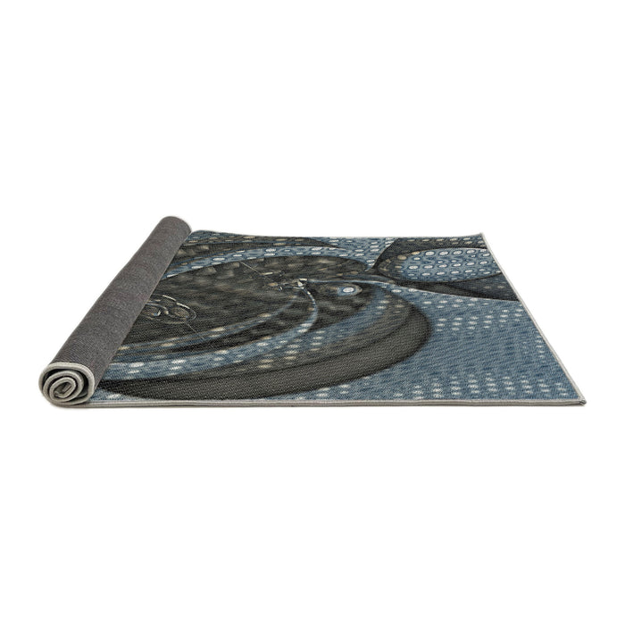 Thickness of Patterned Silver Gray Novelty Rug, pat1358