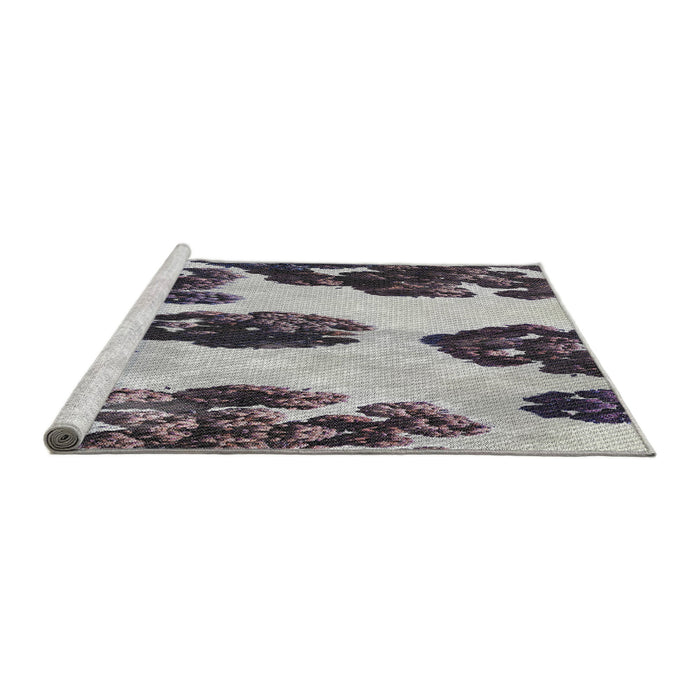 Serging Thickness of Machine Washable Transitional Platinum Silver Gray Rug, wshpat1363