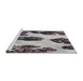 Serging Thickness of Machine Washable Transitional Platinum Silver Gray Rug, wshpat1363