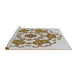 Serging Thickness of Machine Washable Transitional Brown Rug, wshpat1365