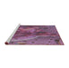 Serging Thickness of Machine Washable Transitional Dark Raspberry Purple Rug, wshpat1366