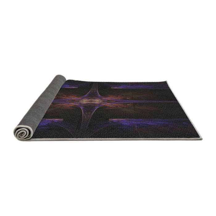 Thickness of Patterned Black Novelty Rug, pat1369