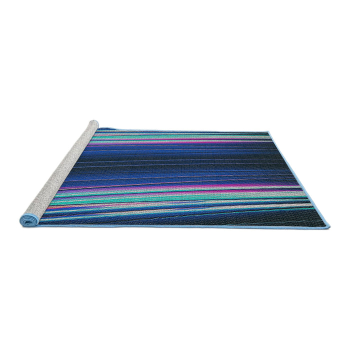 Serging Thickness of Machine Washable Transitional Koi Blue Rug, wshpat137