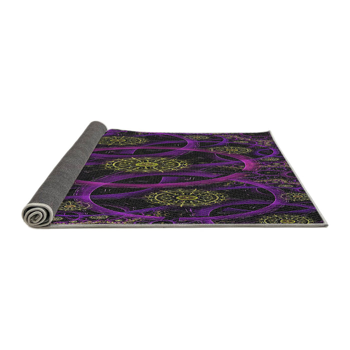 Thickness of Patterned Purple Novelty Rug, pat1370