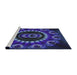 Serging Thickness of Machine Washable Transitional Slate Blue Rug, wshpat1374