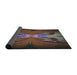 Thickness of Patterned Dark Almond Brown Novelty Rug, pat1378