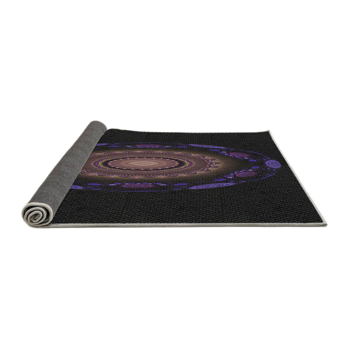 Thickness of Patterned Black Novelty Rug, pat1382