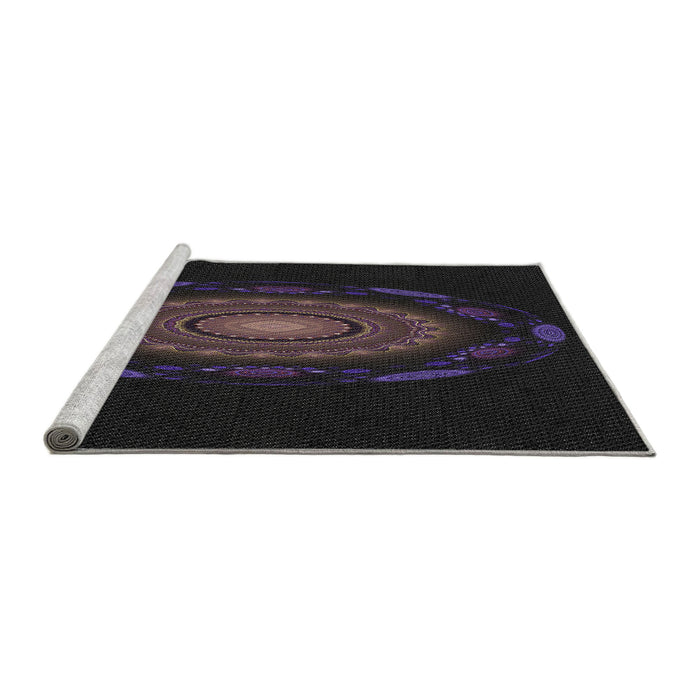 Serging Thickness of Machine Washable Transitional Black Rug, wshpat1382