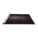 Serging Thickness of Machine Washable Transitional Black Rug, wshpat1382