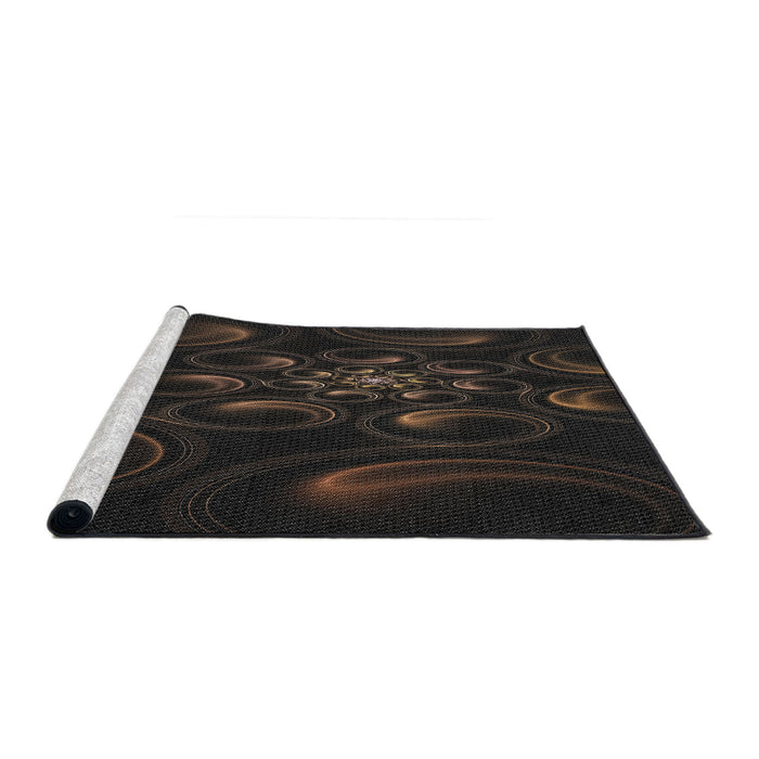 Serging Thickness of Machine Washable Transitional Black Rug, wshpat1388