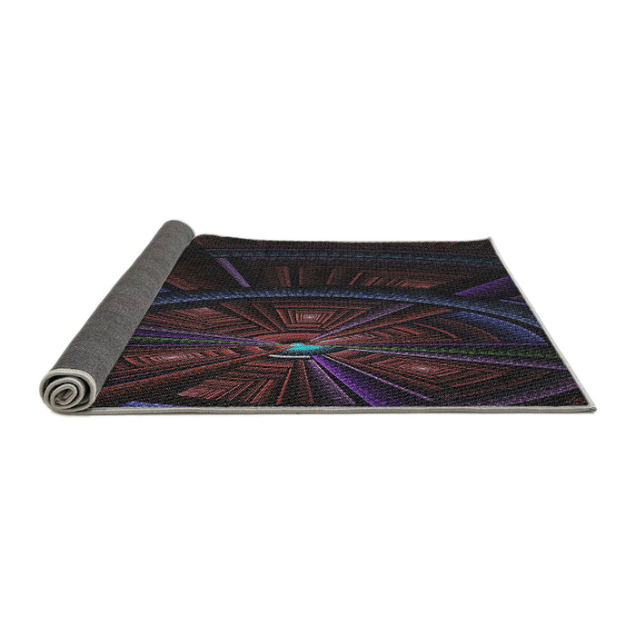 Thickness of Patterned Black Novelty Rug, pat1389