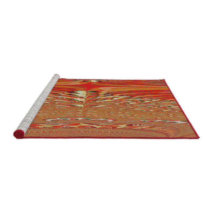 Serging Thickness of Machine Washable Transitional Orange Rug, wshpat139