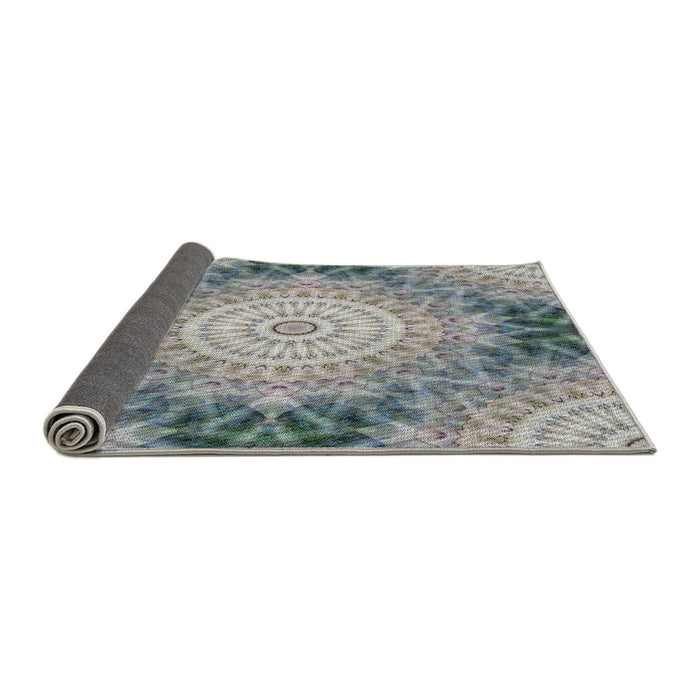 Thickness of Patterned Silver Gray Novelty Rug, pat1393