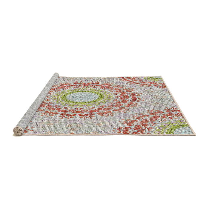 Serging Thickness of Machine Washable Transitional Orange Salmon Pink Rug, wshpat1395