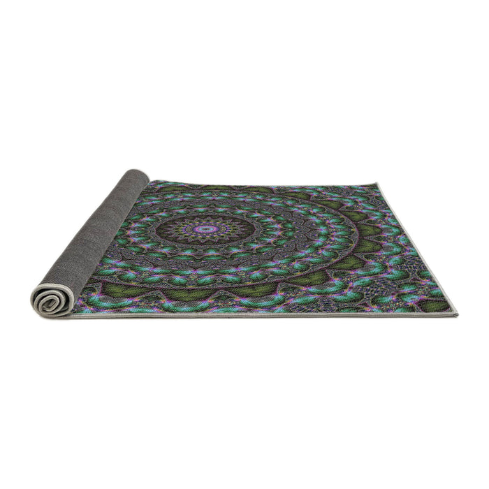 Thickness of Patterned Charcoal Black Novelty Rug, pat1396