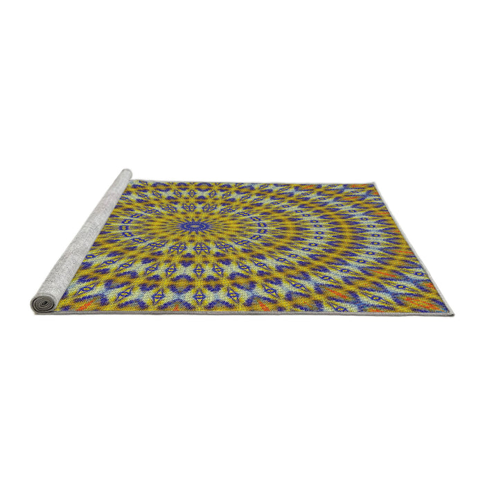 Serging Thickness of Machine Washable Transitional Metallic Gold Rug, wshpat1398