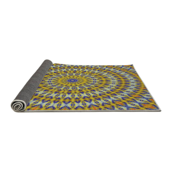 Thickness of Patterned Metallic Gold Novelty Rug, pat1398