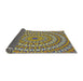 Thickness of Patterned Metallic Gold Novelty Rug, pat1398