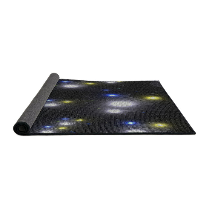 Thickness of Patterned Black Novelty Rug, pat14