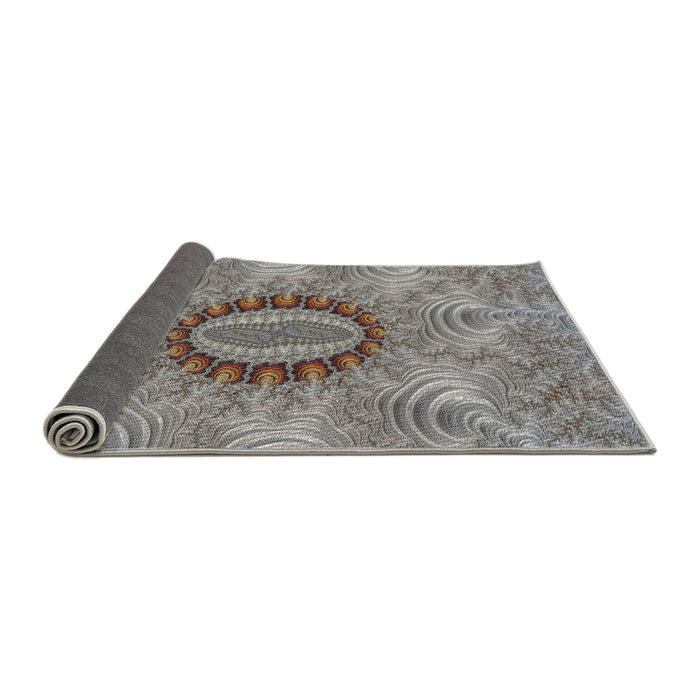 Thickness of Patterned Gray Novelty Rug, pat1400