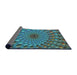 Thickness of Patterned Dark Blue Grey Blue Novelty Rug, pat1405