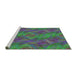 Serging Thickness of Machine Washable Transitional Green Rug, wshpat1407