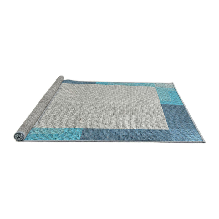 Serging Thickness of Machine Washable Transitional Blue Rug, wshpat1412