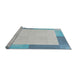 Serging Thickness of Machine Washable Transitional Blue Rug, wshpat1412