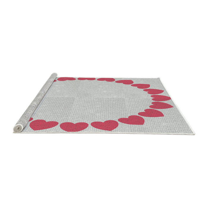 Serging Thickness of Machine Washable Transitional Tulip Pink Rug, wshpat1414