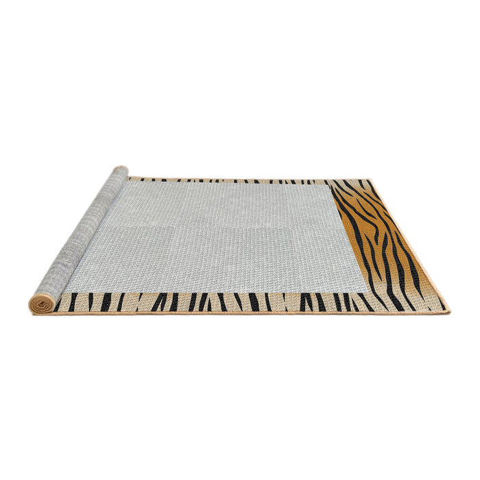 Serging Thickness of Machine Washable Transitional Brown Rug, wshpat1415