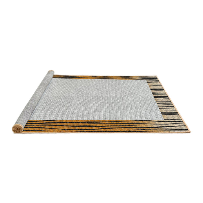 Serging Thickness of Machine Washable Transitional Brown Rug, wshpat1416