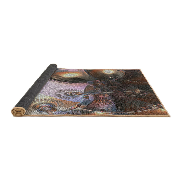 Thickness of Patterned Bakers Brown Novelty Rug, pat1418