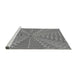 Serging Thickness of Machine Washable Transitional Gray Rug, wshpat1420