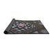 Thickness of Patterned Charcoal Black Novelty Rug, pat1421