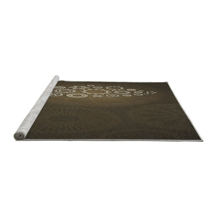 Serging Thickness of Machine Washable Transitional Midnight Gray Rug, wshpat1424