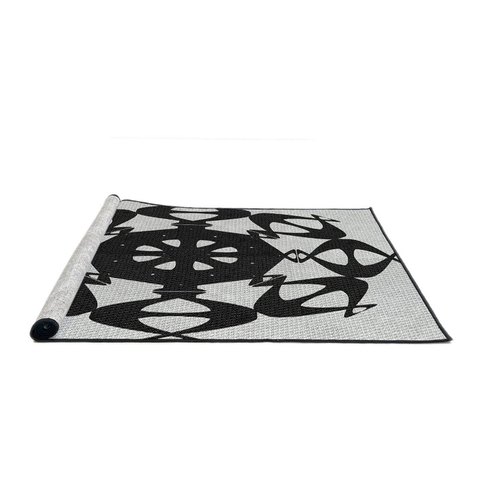 Serging Thickness of Machine Washable Transitional Platinum Gray Rug, wshpat1425