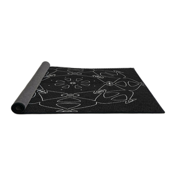 Thickness of Patterned Gray Novelty Rug, pat1426